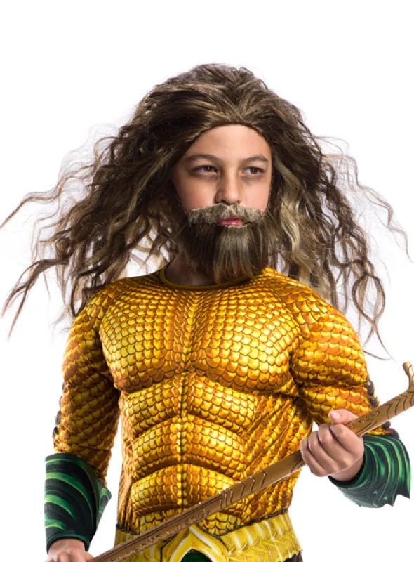 Aquaman Superhero Boys Wig and Beard Accessory Set