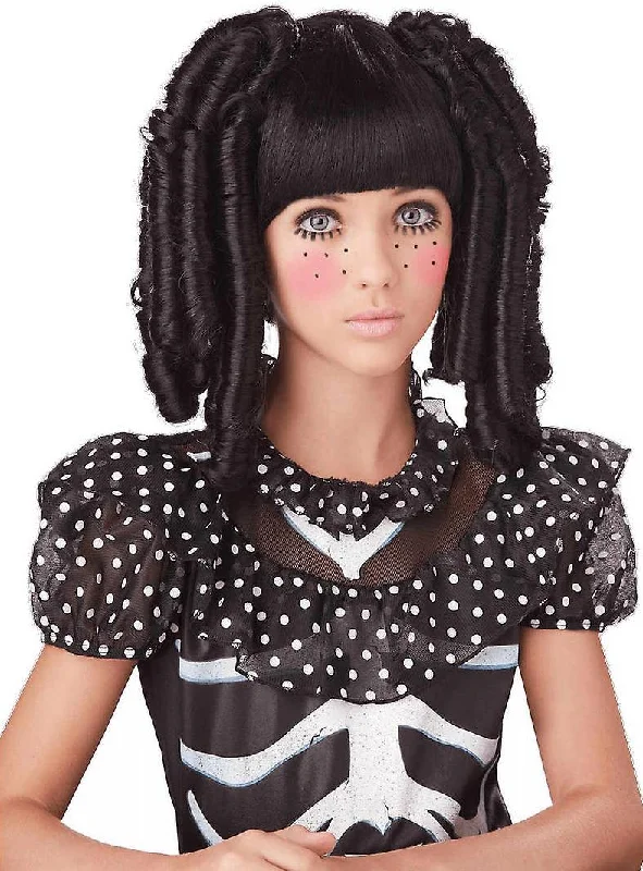 Baby Doll Curls Girls Black Halloween Wig