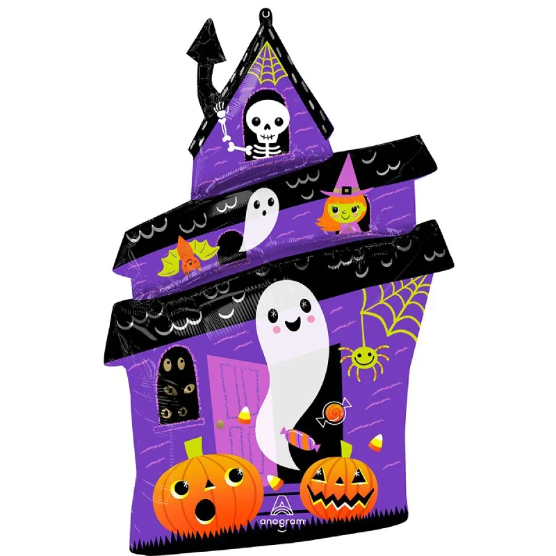 Halloween Purple Haunted House Supershape Foil Balloon, 28 Inches