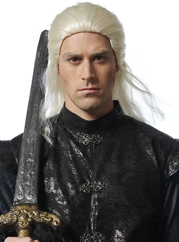 Ancient Prince Mens Platinum Targaryen Style Costume Wig